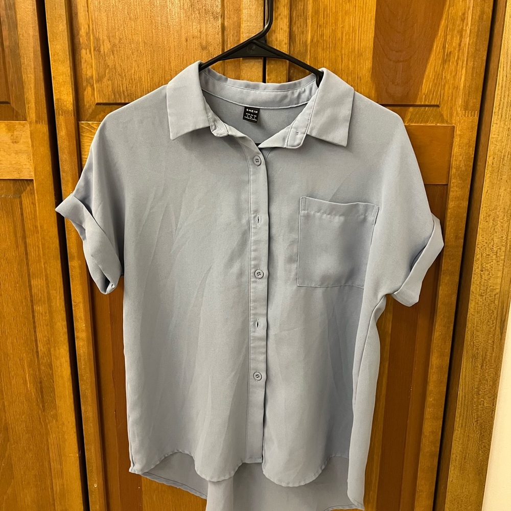 SHEIN Light Blue Button Down Shirt
